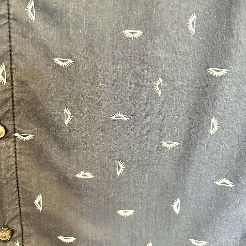 California Cowboy High Water Fleece Lined Short Sleeve Button Shirt Blue Print L - Picture 5 of 16